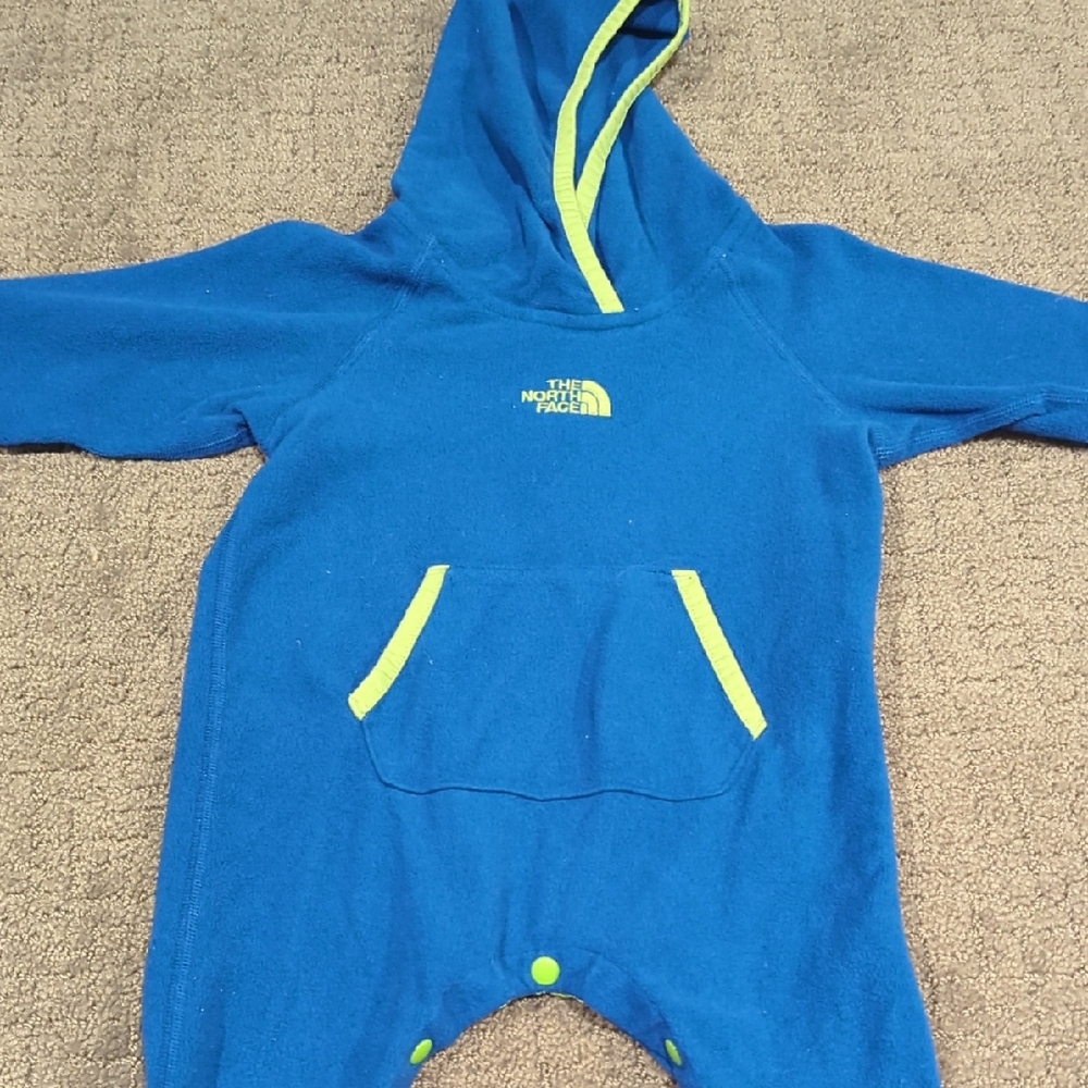 The North Face Kids Blue and Yellow Hooded Footie